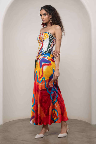 Ruel embroidered corset with skirt