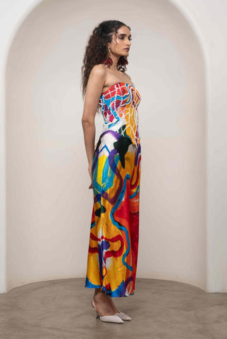 Ruel embroidered corset with skirt