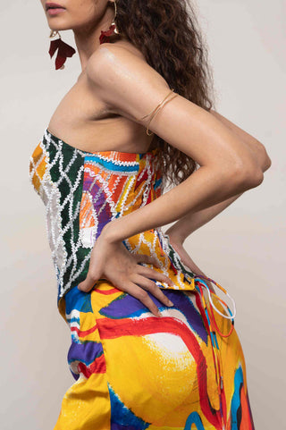 Ruel embroidered corset with skirt