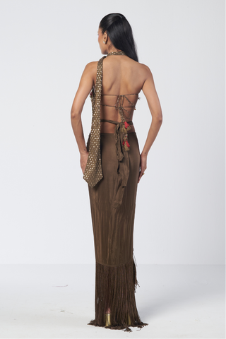 Bebo olive drape skirt set