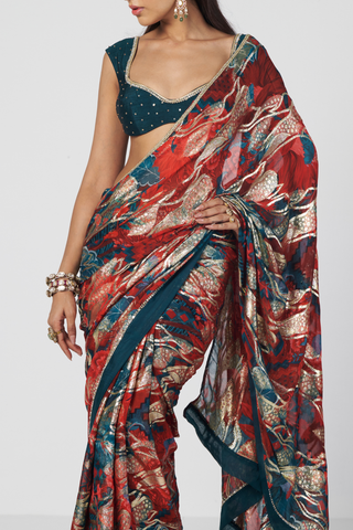 Jugmug red sari set