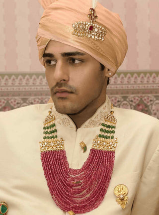 Atharva pink kundan groom necklace