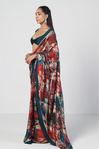Jugmug red sari set