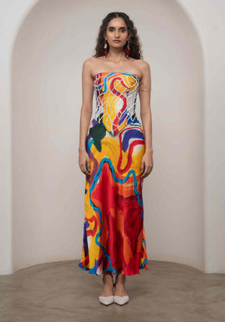 Ruel embroidered corset with skirt