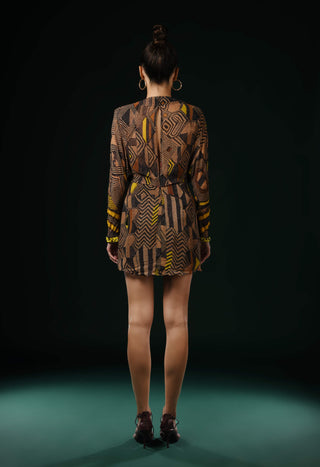 Geometric canary print dress