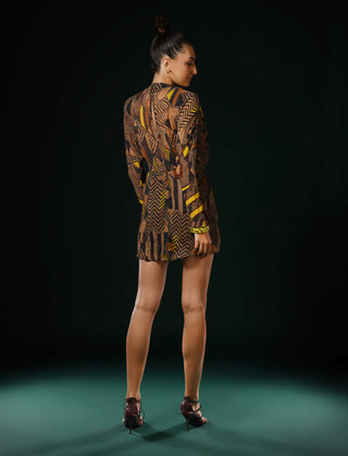 Geometric canary print dress