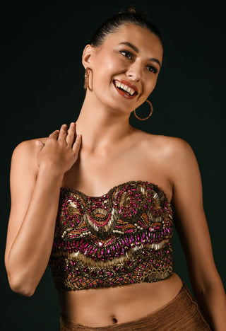 Glass crystal embroidered corset and skirt