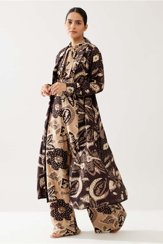 Dark brown and cream floral cape