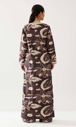 Dark Brown And Cream Floral Cape by Koai available on Indiaspopup.com