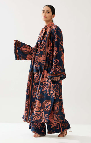 Dark Blue And Pink Floral Cape by Koai available on Indiaspopup.com