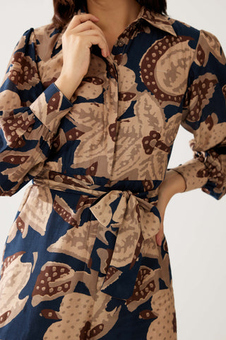 Dark Blue And Beige Floral Jumpsuit by Koai available on Indiaspopup.com