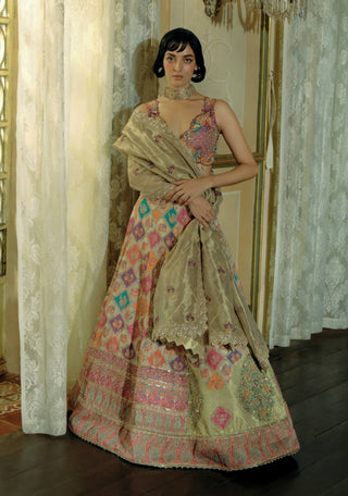 Ivory Checkered Lehenga Set by Aditi Gupta available on Indiaspopup.com