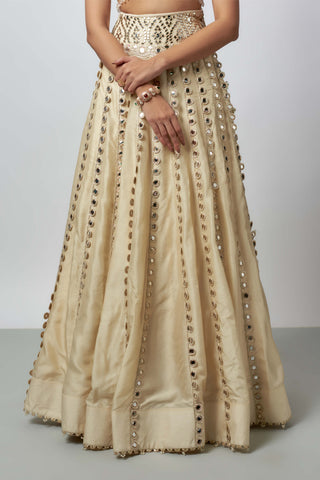 Shravani Ivory Lehenga And Cape Set by Gopi Vaid available on Indiaspopup