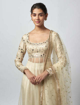 Bhoomija Ivory Anarkali Set by Gopi Vaid available on Indiaspopup