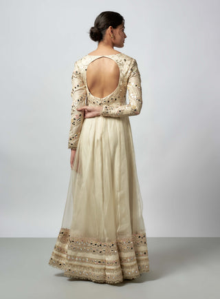 Bhoomija Ivory Anarkali Set by Gopi Vaid available on Indiaspopup