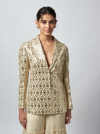 Agasti Ivory Sharara And Jacket by Gopi Vaid available on Indiaspopup