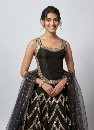 Prema Black Lehenga Set by Gopi Vaid available on Indiaspopup