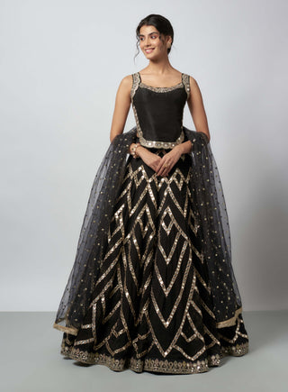 Prema Black Lehenga Set by Gopi Vaid available on Indiaspopup