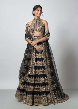 Farheen Black Lehenga Set by Gopi Vaid available on Indiaspopup