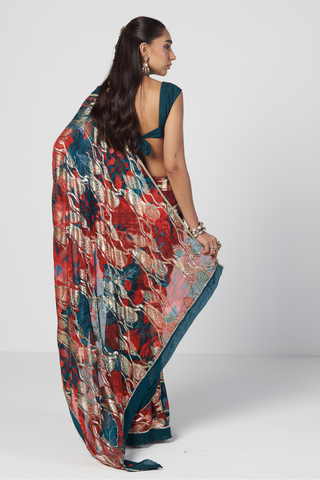 Jugmug red sari set