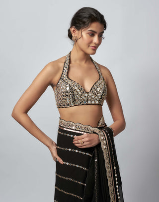 Aradhana black sari and blouse