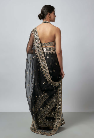 Abhinaya Black Sari And Blouse by Gopi Vaid available on Indiaspopup