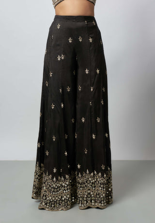 Avnoor black flared pant and cape set