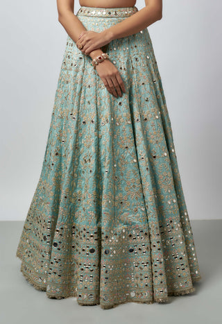 Sama powder blue mirror lehenga set