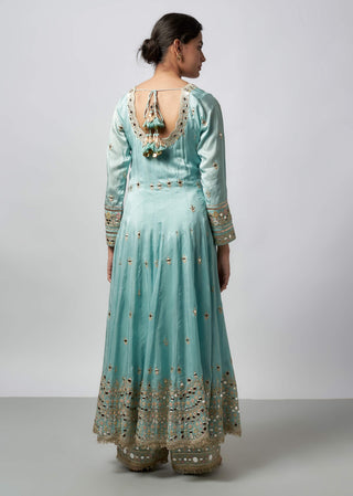 Fahar Powder Blue Anarkali Set by Gopi Vaid available on Indiaspopup