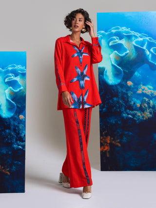 Kyushu deep red shirt and pants