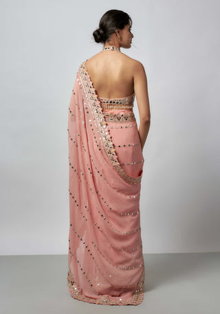 Shama Pink Sari And Blouse by Gopi Vaid available on Indiaspopup