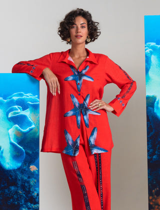 Kyushu deep red shirt and pants
