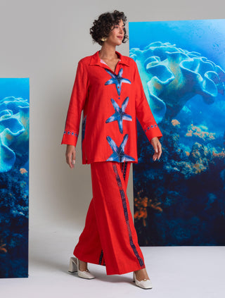 Kyushu deep red shirt and pants
