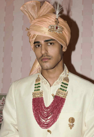 Atharva pink kundan groom necklace