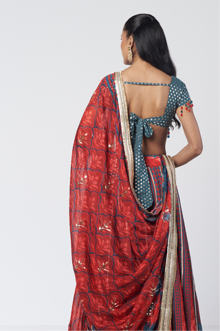 Leher red lehenga set