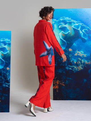 Kyushu deep red shirt and pants