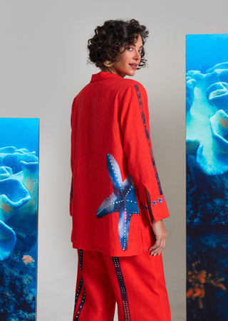 Kyushu deep red shirt and pants