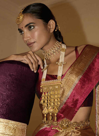 Yamika gold plated kundan long necklace