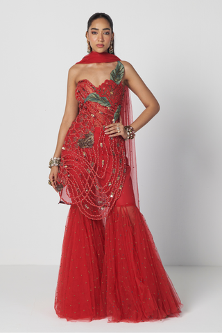 Sukh Sitara red sharara set
