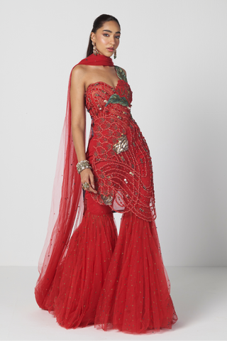 Sukh Sitara red sharara set