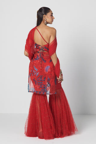 Sukh Sitara red sharara set