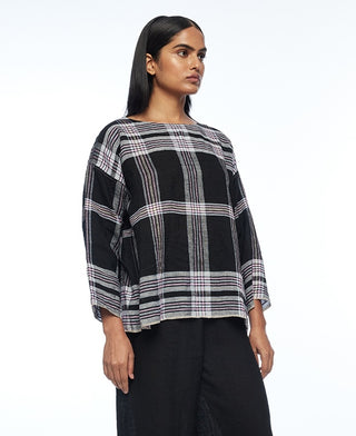 Caesia black boat neck boxy top