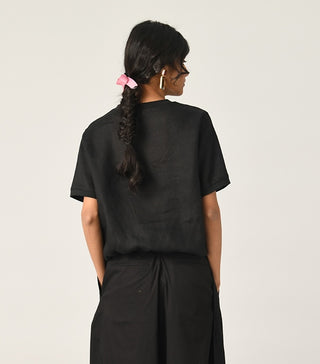 Ekstase black embroidered top