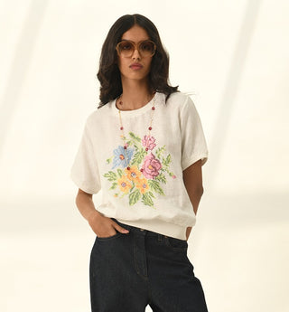 Ekstase ivory embroidered top