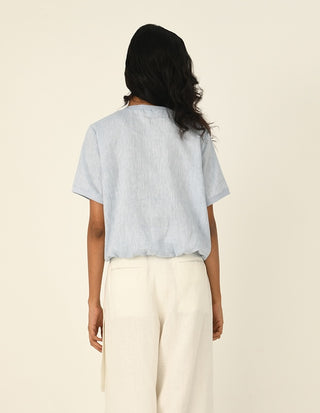 Ekstase blue embroidered top