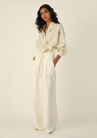 Eglantyne ivory panelled shirt and pants