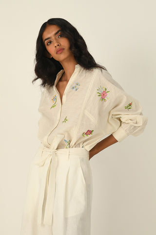 Eglantyne ivory panelled shirt and pants