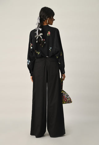 Eglantyne black panelled shirt and pants