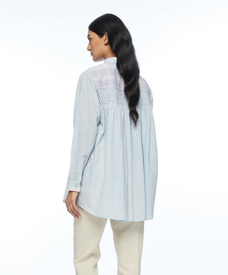 Pouzinii powder blue check shirt