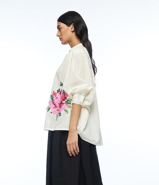 Floribunda ivory oversized shirt